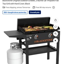 Blackstone Original Outdoor Griddle, 2-Burner 28" Propane Flat Top Grill with Hard Cover, Black