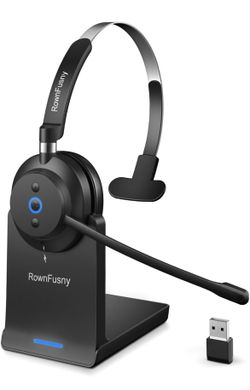 Bluetooth Headphones with Microphone, Computer Headset with Microphone, Bluetooth 5.3 Headset with Charging Base