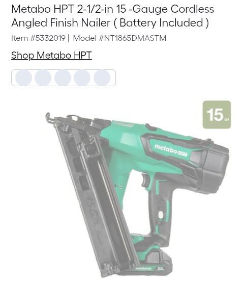 Cordless Finish Nailer 2 1/2 " 65mm
