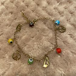 Stainless Steel Evil Eye & Charms Bracelet