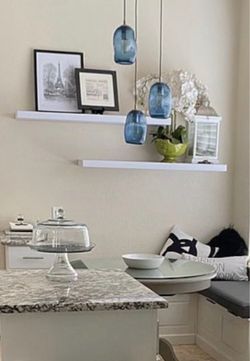 White floating shelves