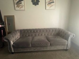 Three Seat Velvet Sofa, Large Sofa Classic Tufted.