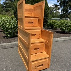 Bunk Bed Stairs w/ Drawers . Wooden staircase for two beds.