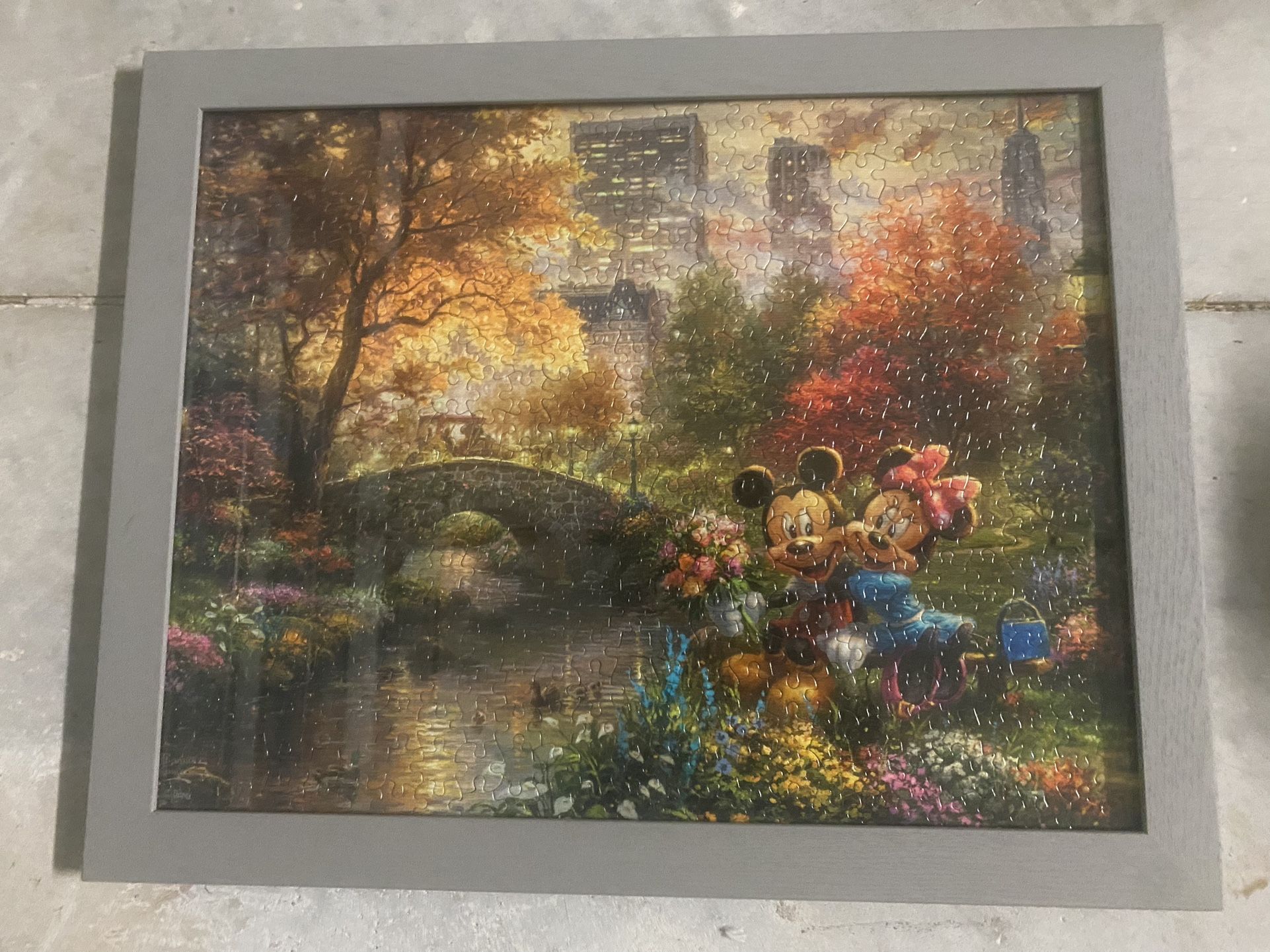 Mikey And Minnie Mouse Thomas Kinkade Framed Puzzle