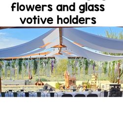 Dangling Flowers And Glass Votives 