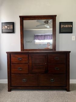 Dark Wood Dresser with Mirror
