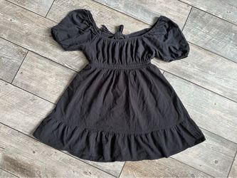 Black Puff Sleeve Tiered Mini Dress size L