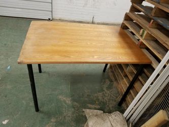 Small solid wood table metal frame