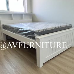 White Full Bed And Memory Foam Mattress