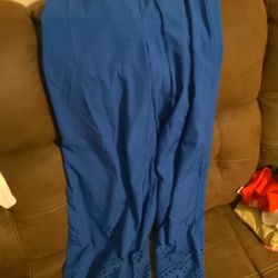 Blue Pants With Cutout Design 