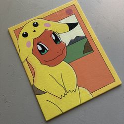 Pokemon Pikachu Charmander Card Painting 