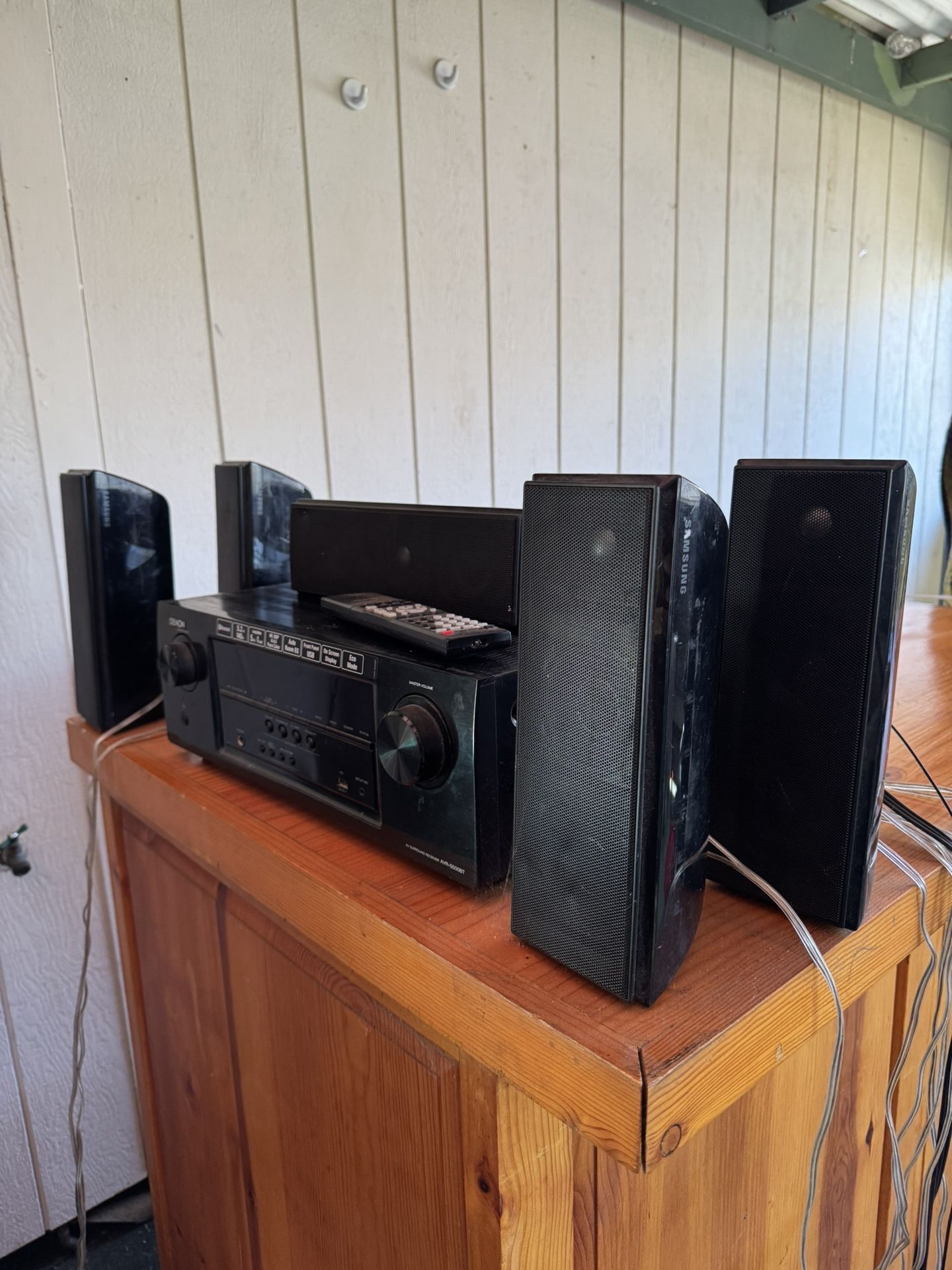 Denon Receiver Bluetooth With Remote And Samsung Speakers KLH Sub