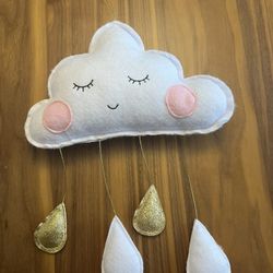 Hanging Cloud With Raindrops Decor