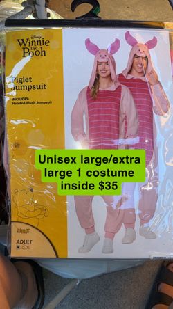 Disney Piglet Hooded Plush Jumpsuit Costume Adult LG/XL