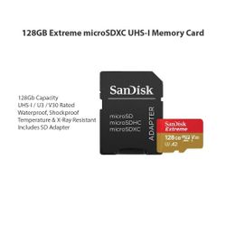 SanDisk 128GB Extreme microSDXC Card – UHS-I, Fast 4K Video, Adapter Included