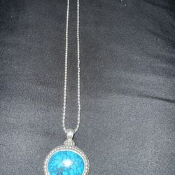 Turquoise and sterling silver Pendant And necklace