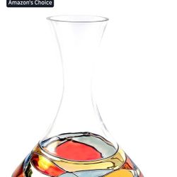 Magnificent Wine Decanter Sagrada Red Line Colorful Hand Painted 