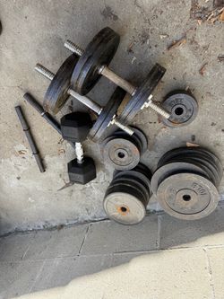 Workout set 260 lbs of iron + 4 handles