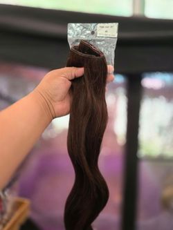 22" Dark brown  human hair halo  clip in hair extension