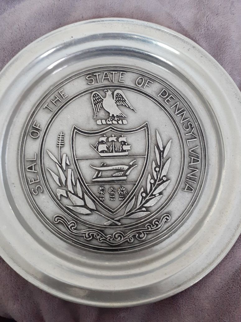 Vintage PENNSYLVANIA STATE Seal pewter plate