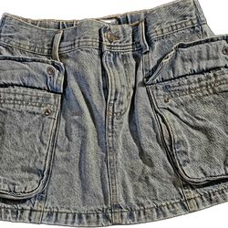Aéropostale Utility Cargo Denim Mini Skirt Light Wash Blue Rigid Denim Authentic