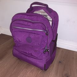 Purple Kipling Rolling Backpack