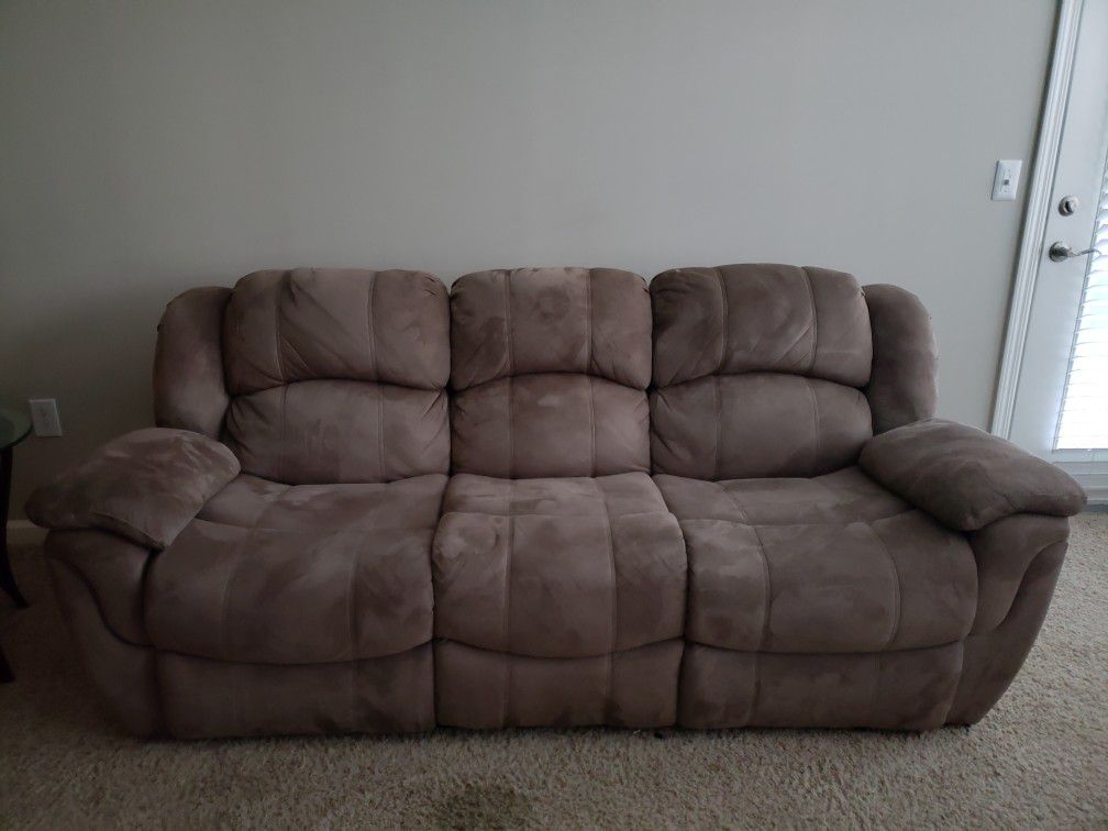 3- Piece (Good condition) reclining split couch and reclining chairs