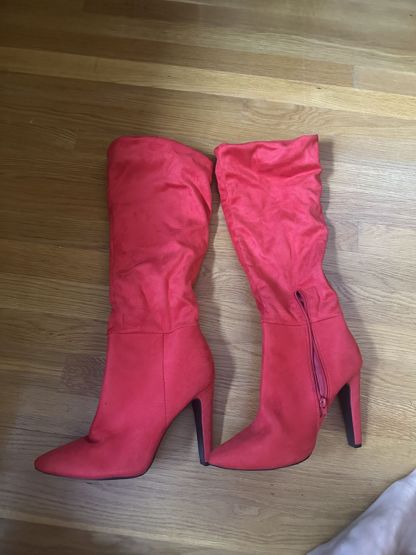 Brand New- Red Suede Boots- Size 10