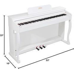 Digital Piano, 88 Key Weighted Keyboard Piano, Full-size Electric Piano Keyboard with Sheet Music Stand, Triple Pedal, Power Adapter, Supports USB-MID