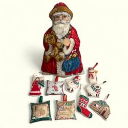 Santa Christmas Pillow  17" Cranston & 9 Christmas Ornament Beatrix Potter Peter