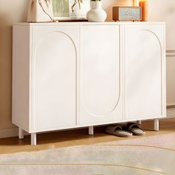 Contemporary White Wood Shoe Storage