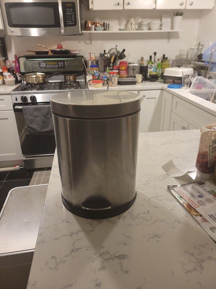 Small Foot Lever Stainless Steel Trash Can