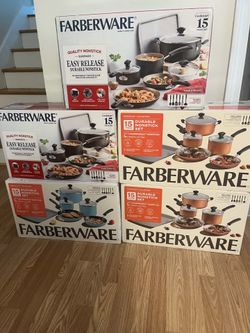 BRAND NEW 15 PIECE FARBERWARE PAN SETS   🥘🥘. NON STICK DIAMOND MAXX. WAS $129.99(PICS 3 & 4) NOW $60 EACH. 🥘🥘🔥🔥
