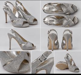 Michael Kors Silver Glitter Slingback Heels