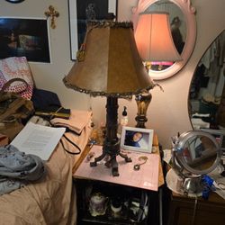 Lamp Deer Carved In Middle Nice Unique Piece