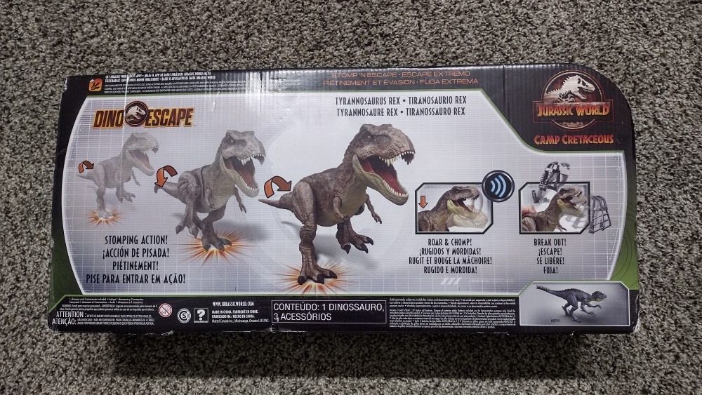 Mattel Jurassic World Camp Cretaceous Dinosaur Toy, Stomp 'n Escape Tyrannosaurus T Rex Action I Motion