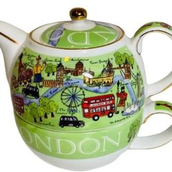 James Sadler London Tour Tea For One Teapot and Tea Cup Set Fine China