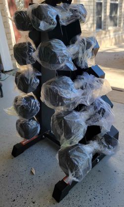 150lb dumbell set 5-25 with rack