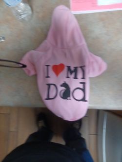 Pink I 💗 My Dad Dog Hoodie Size Small