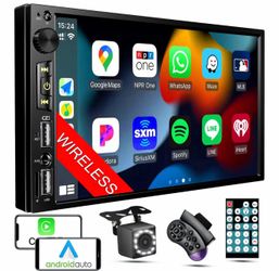 Wireless 7 inch Double Din Car Stereo with Apple Carplay