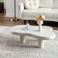 40” Ivory Cream Cloud / Minimalist Coffee Table (3 Legs) [NEW] **Retails for $300