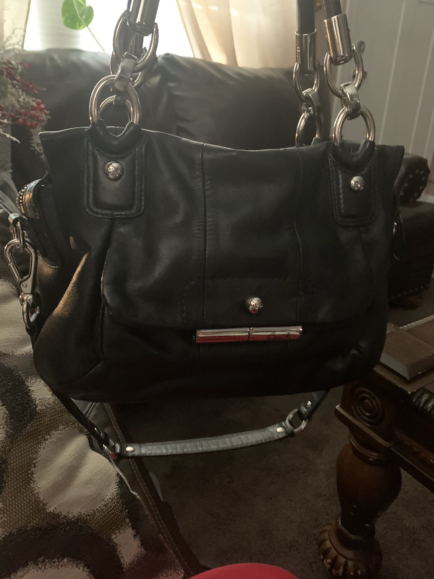 2 pc leather coach bag