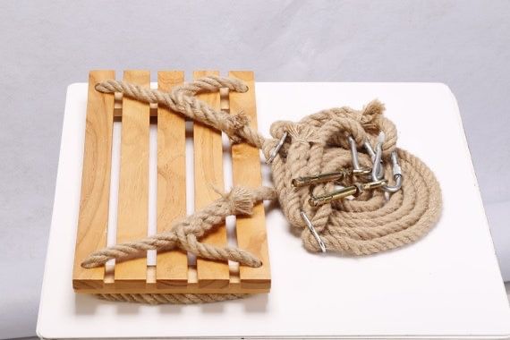 Wood Tree Swing, Adjustable Wooden Swing Set for Adults and Kids