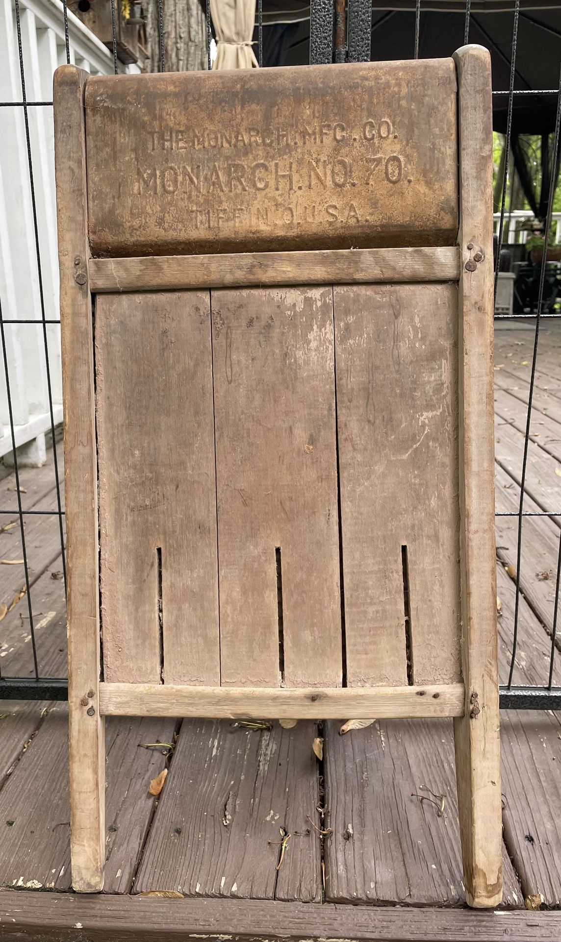 Vintage Washboard Monarch No 70 RARE Wood Tin