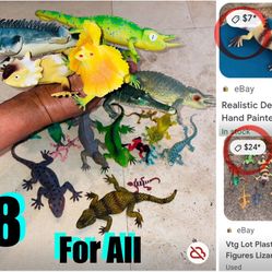 $8 For all Big Lot of educational rubber Reptiles lizards 🦎 etc