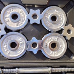 Upgrade your home gym with this BE FIT 40 LB Chrome Dumbbell Set, complete with carrying/storage case. Everything is in great condition and ready to u