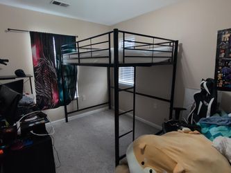Black Metal Loft Bed Frame