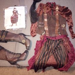 Size 12-14 Women's Steampunk Costume With Boots 