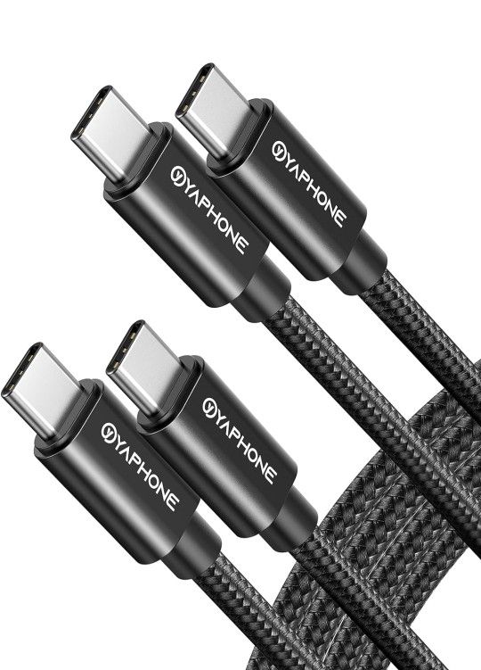 YAPHONE USB C Cable, 100W USB C to USB C Cable 2 Pack 3.3ft, USB Type C 2.0 PD Braided USB Charger Cord Compatible with Samsung Galaxy S21/S20/S10/A72