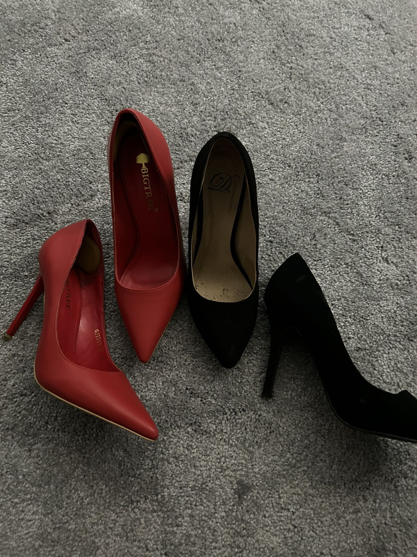 Women high heels red one is size 7.5 and black one is size 7